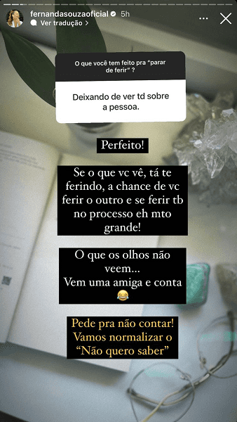 Stories de Fernanda Souza (Foto: Reprodução/ Instagram) Stories de Fernanda Souza (Foto: Reprodução/ Instagram)