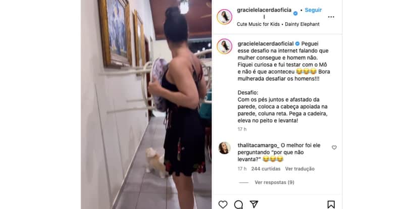 Graciele Lacerda fazendo desafio (Foto: Reprodução / Instagram) Graciele Lacerda fazendo desafio (Foto: Reprodução / Instagram)