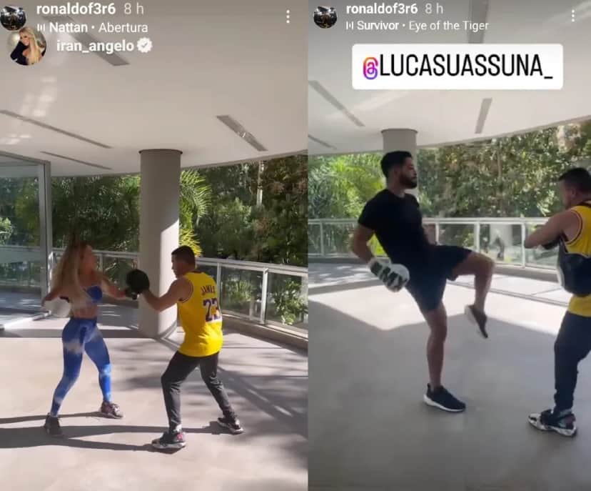 Iran e Lucas com o mesmo professor de muay thai - Foto Reprodução Instagram Iran e Lucas com o mesmo professor de muay thai - Foto Reprodução Instagram