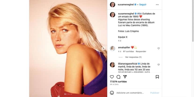Publicação de Xuxa (Foto: Reprodução / Instagram) Publicação de Xuxa (Foto: Reprodução / Instagram)