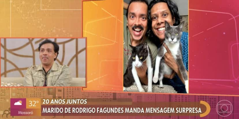 Rodrigo Fagundes chora com depoimento de Wendell Bendelack (Foto: Reprodução / Encontro da Globo) Rodrigo Fagundes chora com depoimento de Wendell Bendelack (Foto: Reprodução / Encontro da Globo)