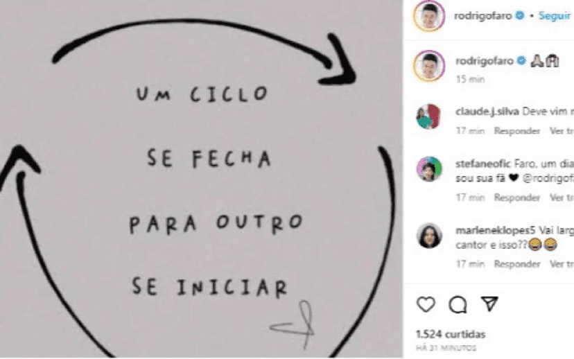 Publicação deletada de Rodrigo Faro (Foto: Reprodução/ Instagram) Publicação deletada de Rodrigo Faro (Foto: Reprodução/ Instagram)
