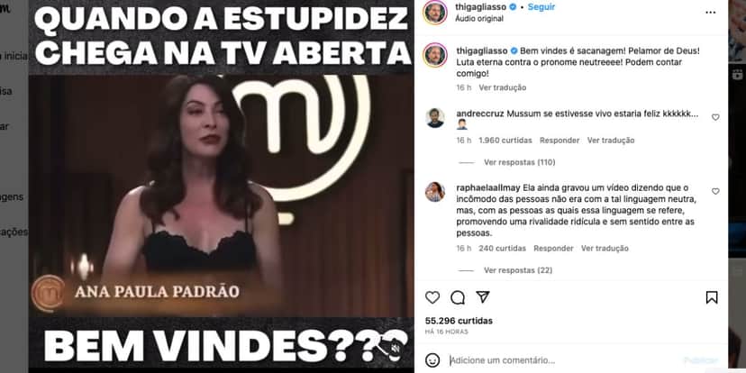 Irmão de Bruno Gagliasso detona atitude de Ana Paula Padrão (Foto: Reprodução / Instagram) Irmão de Bruno Gagliasso detona atitude de Ana Paula Padrão (Foto: Reprodução / Instagram)