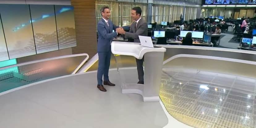 Tiago Scheuer e César Tralli no Jornal Hoje (Foto: Reprodução / Globo) Tiago Scheuer e César Tralli no Jornal Hoje (Foto: Reprodução / Globo)