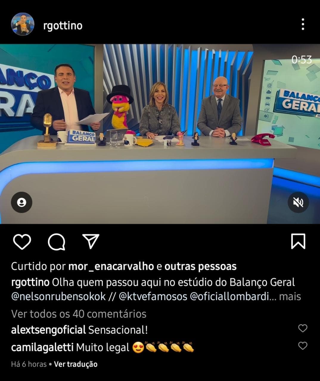 Publicação de Reinaldo Gottino (Foto: Reprodução/ Instagram) Publicação de Reinaldo Gottino (Foto: Reprodução/ Instagram)