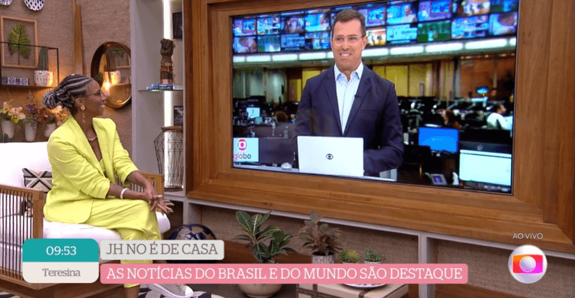 Rodrigo Bocardi interagindo com Rita Batista no É de Casa (Foto: Reprodução/ Globo) Rodrigo Bocardi interagindo com Rita Batista no É de Casa (Foto: Reprodução/ Globo)