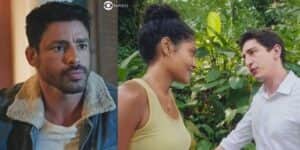 Caio, Aline e Daniel em cenas de Terra e Paixão (Foto: Reprodução / Globo) Caio, Aline e Daniel em cenas de Terra e Paixão (Foto: Reprodução / Globo)