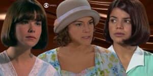 Celina, Olga e Graça em cenas de Chocolate com Pimenta (Foto: Reprodução / Globo / Montagem TV Foco) Celina, Olga e Graça em cenas de Chocolate com Pimenta (Foto: Reprodução / Globo / Montagem TV Foco)