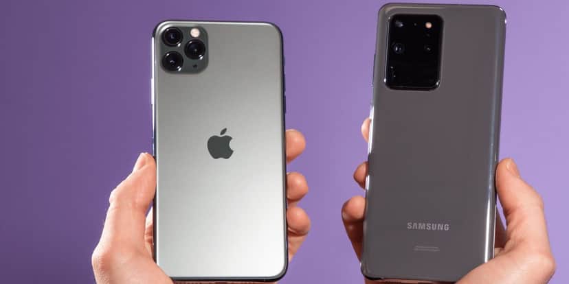 Celular iphone e Samsung lado a lado - Foto Reprodução Internet Celular iphone e Samsung lado a lado - Foto Reprodução Internet