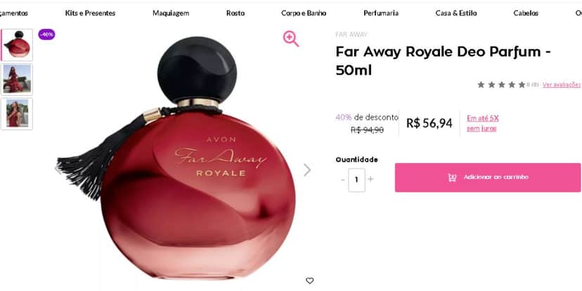 Far Away Royale Perfume Avon (Reprodução - Avon) Far Away Royale Perfume Avon (Reprodução - Avon)