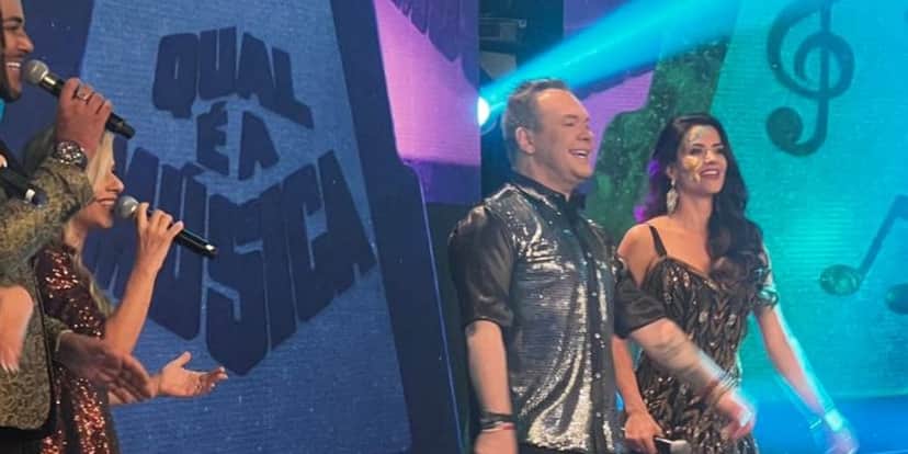 Felipeh Campos retornou ao "Qual é a Música?" (Foto: TV Foco) Felipeh Campos retornou ao "Qual é a Música?" (Foto: TV Foco)