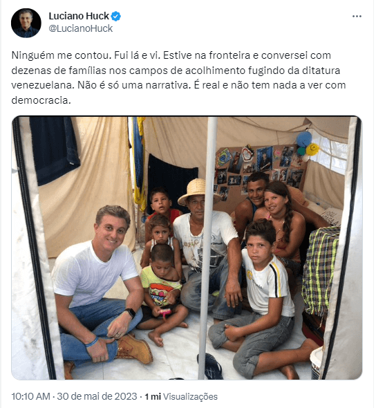 Luciano Huck desmentiu lula em post - Foto: Reprodução/Twitter Luciano Huck desmentiu lula em post - Foto: Reprodução/Twitter