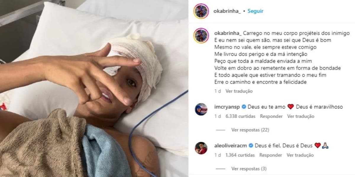 Meno Kabrinha está internado na UTI com uma bala alojada na cabeça (Reprodução: Instagram) Meno Kabrinha está internado na UTI com uma bala alojada na cabeça (Reprodução: Instagram)