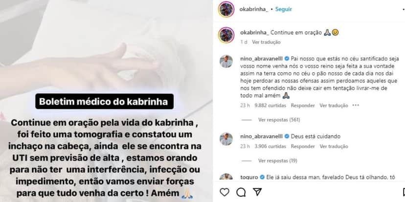 O influenciador teve o estado de saúde divulgado (Reprodução: Instagram) O influenciador teve o estado de saúde divulgado (Reprodução: Instagram)