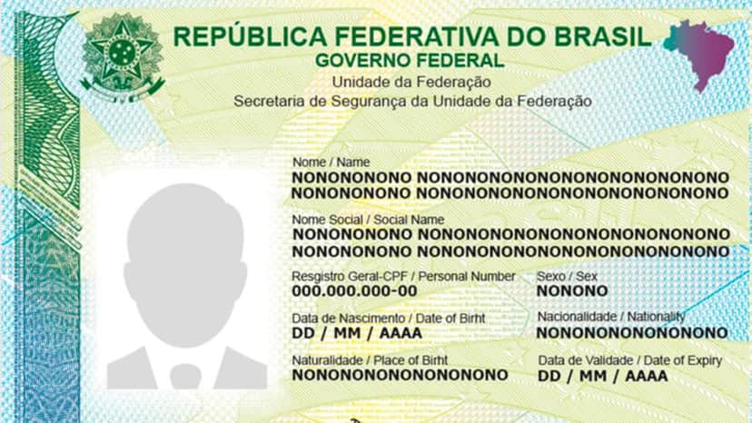 Modelo da nova Carteira de Identidade Nacional. Foto: Reprodução/Internet Modelo da nova Carteira de Identidade Nacional. Foto: Reprodução/Internet