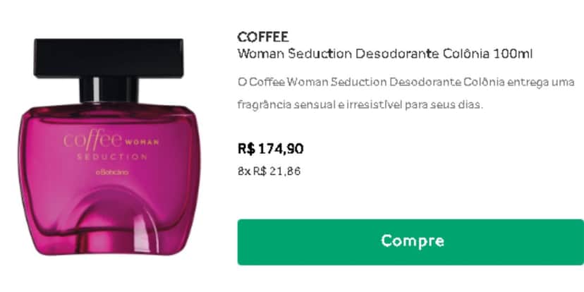 Anúncio do perfume Coffee Seduction do Boticário (Reprodução - Internet) Anúncio do perfume Coffee Seduction do Boticário (Reprodução - Internet)