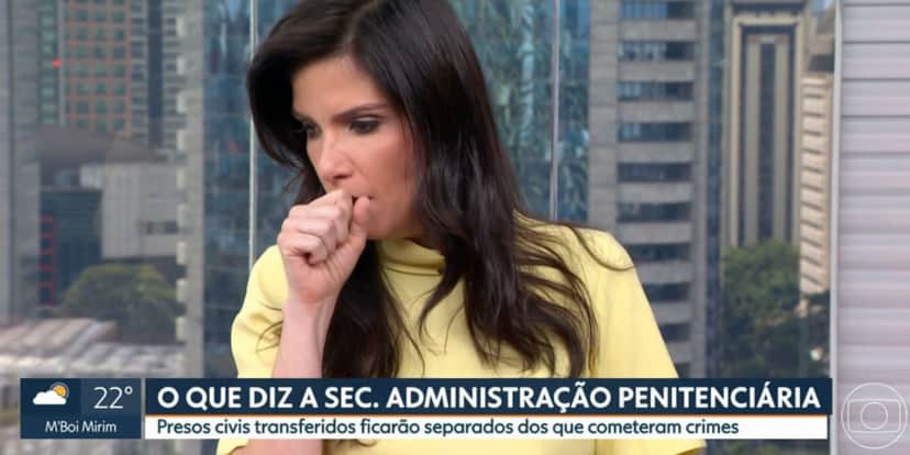 Sabina Simonato tosse no SP1 da Globo (Foto: Reprodução / Globo) Sabina Simonato tosse no SP1 da Globo (Foto: Reprodução / Globo)