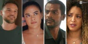 Theo, Jenifer, Ben e Sol em Vai na Fé (Foto: Reprodução / Globo / Montagem TV Foco) Theo, Jenifer, Ben e Sol em Vai na Fé (Foto: Reprodução / Globo / Montagem TV Foco)