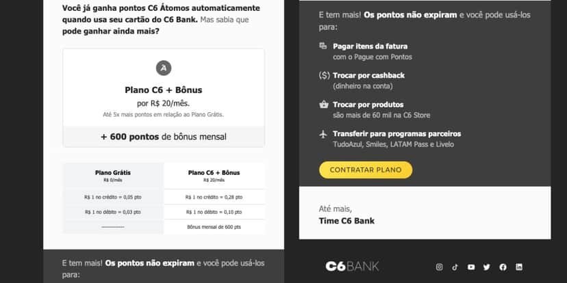 Benefícios do C6 Bank (Foto: Reprodução / Internet) Benefícios do C6 Bank (Foto: Reprodução / Internet)
