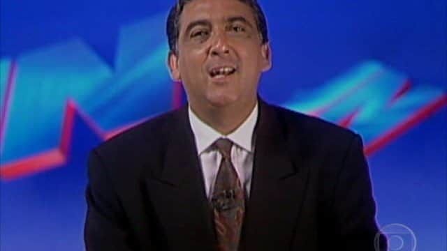 Galvão Bueno esteve na bancada do Jornal Nacional para comandar um quadro esportivo em 1996 Galvão Bueno esteve na bancada do Jornal Nacional para comandar um quadro esportivo em 1996