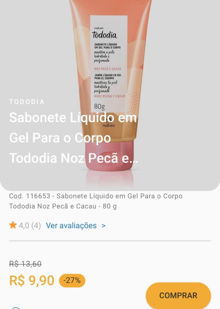 Sabonete em promoção no site oficial da Natura - Foto Reprodução Natura Sabonete em promoção no site oficial da Natura - Foto Reprodução Natura