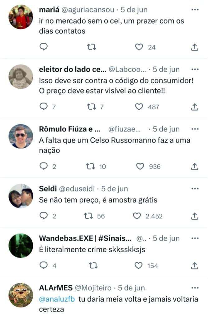 Vários Clientes revoltados no Twitter com supermecados que precificam por QRcode - Foto Reprodução Twitter Vários Clientes revoltados no Twitter com supermecados que precificam por QRcode - Foto Reprodução Twitter