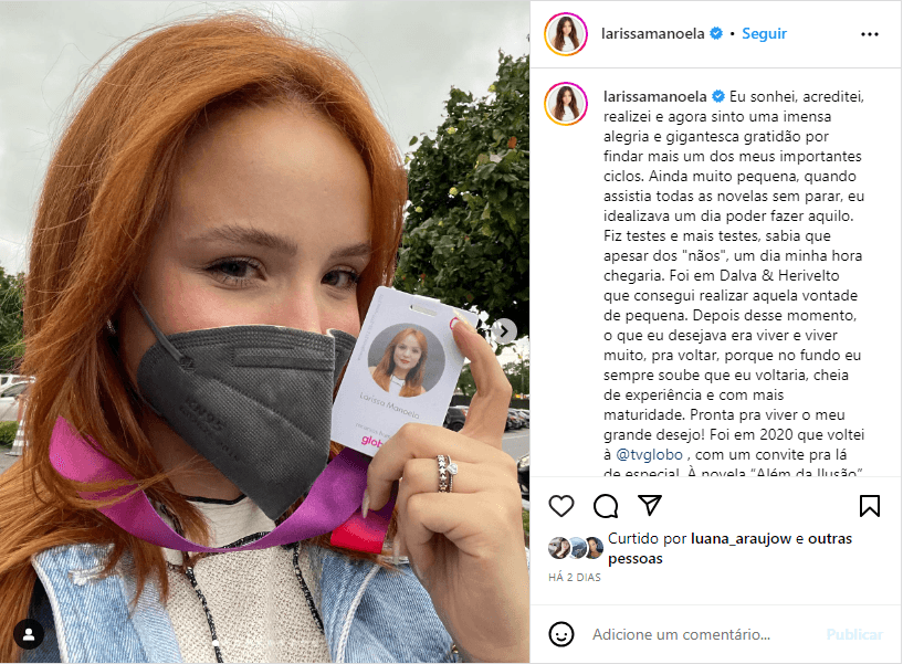 Post de Larissa Manoela no Instagram - Foto: Reprodução/Instagram Post de Larissa Manoela no Instagram - Foto: Reprodução/Instagram