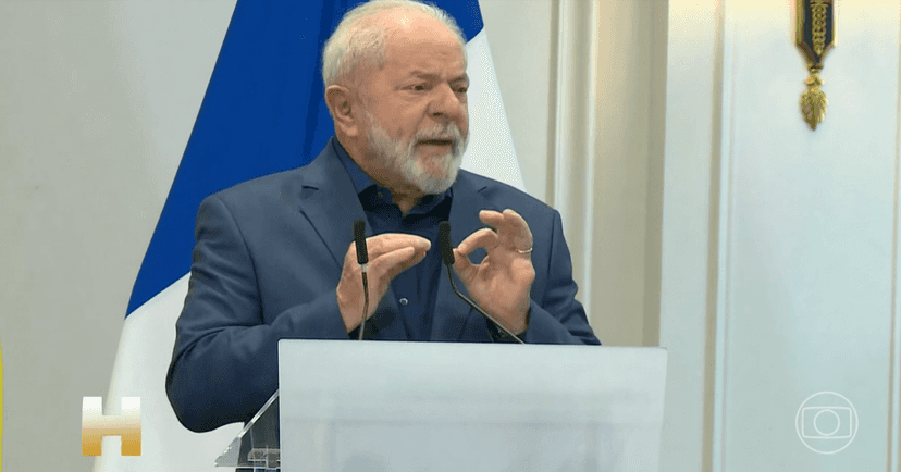 Lula durante coletiva falando sobre rebelião de exército Russo (Foto: Reprodução/ Globo) Lula durante coletiva falando sobre rebelião de exército Russo (Foto: Reprodução/ Globo)