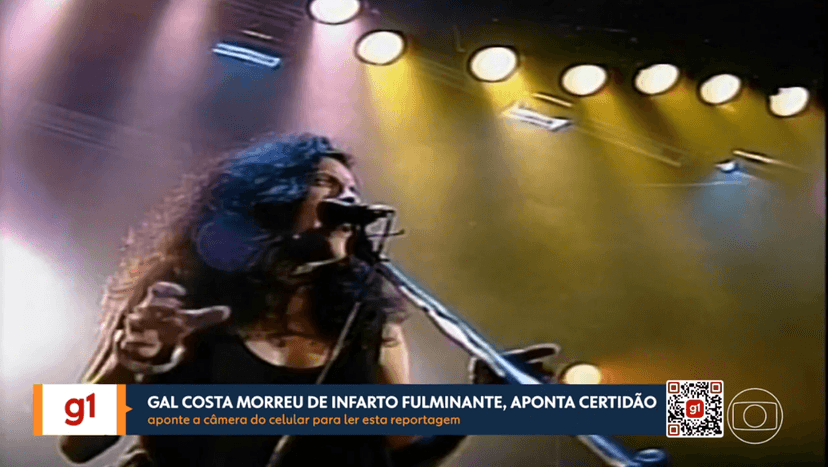 Gal Costa lutava contra um câncer na cabeça e pescoço e teve um infarto fulminante (Foto Reprodução/Globoplay) Gal Costa lutava contra um câncer na cabeça e pescoço e teve um infarto fulminante (Foto Reprodução/Globoplay)