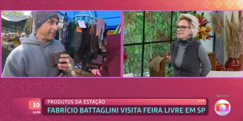 Fabrício Battaglini e Ana Maia no Mais Você (Foto: Reprodução / Globo) Fabrício Battaglini e Ana Maia no Mais Você (Foto: Reprodução / Globo)