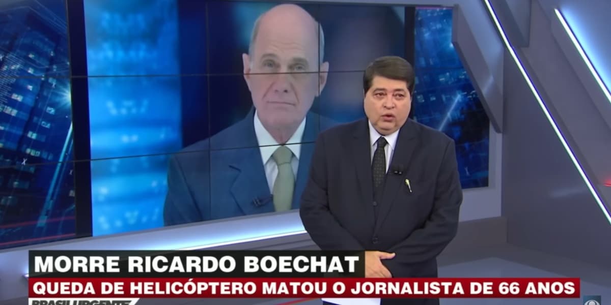 Datena noticia morte de Ricardo Boechat (Imagem: Reprodução/Band) Datena noticia morte de Ricardo Boechat (Imagem: Reprodução/Band)