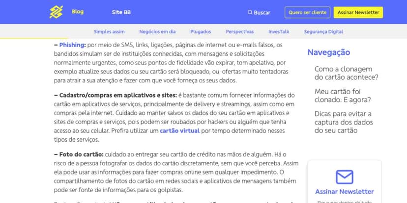 Comunicado sobre golpes (Foto: Site do Banco do Brasil) Comunicado sobre golpes (Foto: Site do Banco do Brasil)