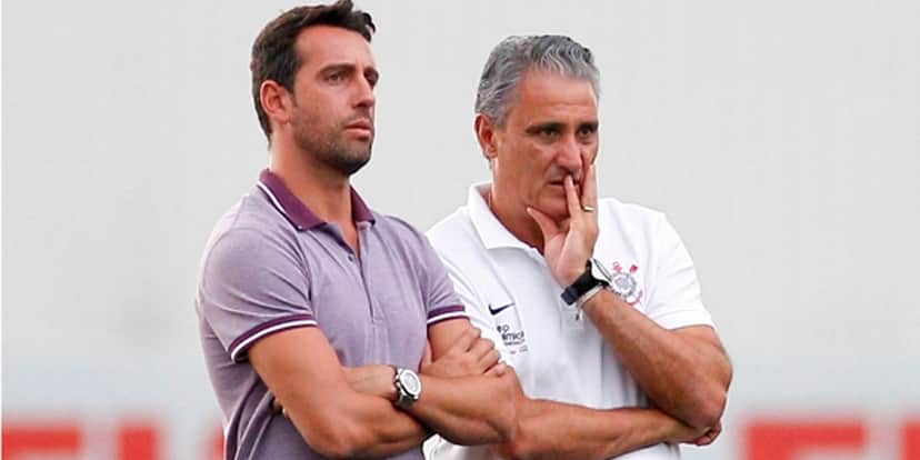 Edu Gaspar e Tite, na época de Corinthains - (Reprodução: Internet) Edu Gaspar e Tite, na época de Corinthains - (Reprodução: Internet)