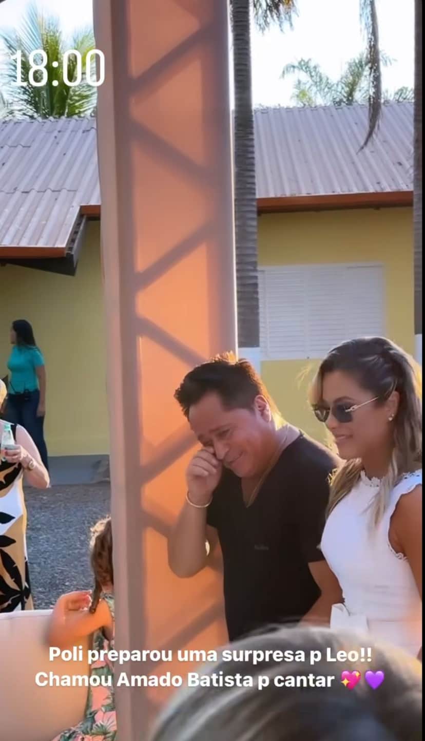 Leonardo emocionado ao ouvir Amado Batista cantando - Foto Instagram Leonardo emocionado ao ouvir Amado Batista cantando - Foto Instagram