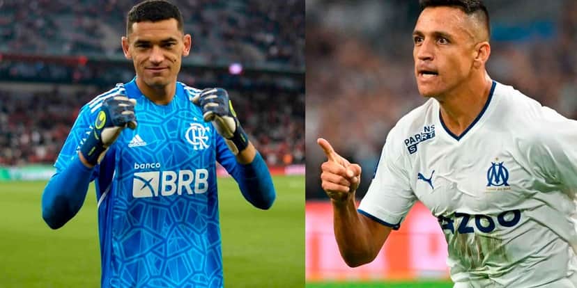Goleiro Santos e o atacante Aléxis Sanchéz, na mira do Grêmio - Montagem Tv Foco Goleiro Santos e o atacante Aléxis Sanchéz, na mira do Grêmio - Montagem Tv Foco