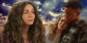 Dora, Guiga e Yuri em cenas de Vai na Fé (Foto: Reprodução / Globo / Montagem TV Foco) Dora, Guiga e Yuri em cenas de Vai na Fé (Foto: Reprodução / Globo / Montagem TV Foco)