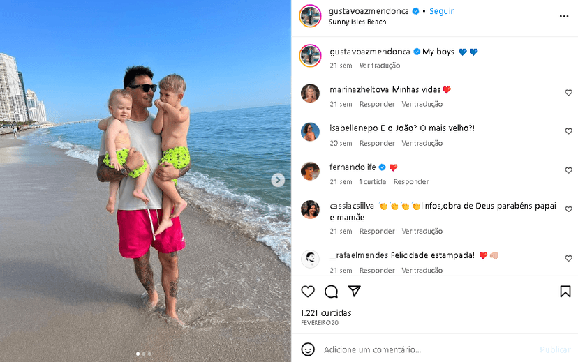 Gustavo na companhia de seus filhos (Foto: Reprodução/ Instagram) Gustavo na companhia de seus filhos (Foto: Reprodução/ Instagram)