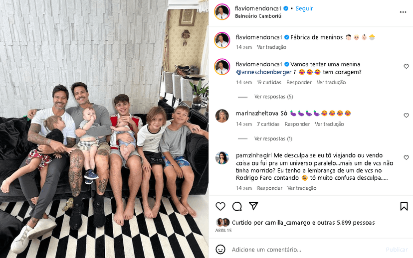 Os irmãos reunidos com os filhos (Foto: Reprodução/ Instagram) Os irmãos reunidos com os filhos (Foto: Reprodução/ Instagram)