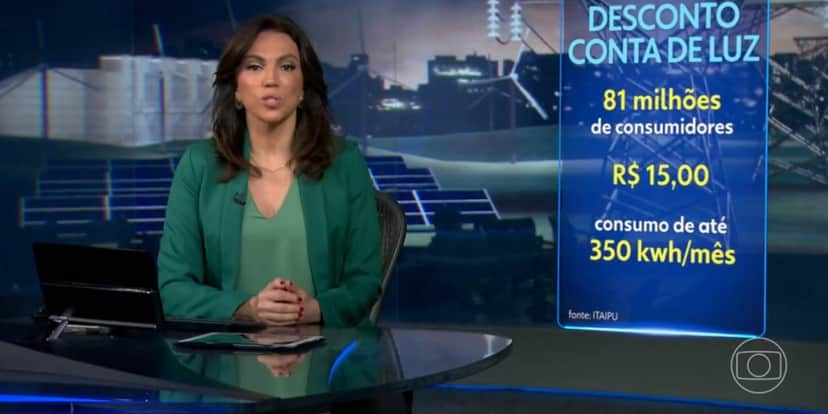"Jornal Nacional" noticiou desconto na conta de luz (Foto: Reprodução/TV Globo) "Jornal Nacional" noticiou desconto na conta de luz (Foto: Reprodução/TV Globo)
