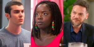 Rafa, Kate e Theo em cenas de Vai na Fé (Foto: Reprodução / Globo / Montagem TV Foco) Rafa, Kate e Theo em cenas de Vai na Fé (Foto: Reprodução / Globo / Montagem TV Foco)