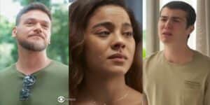Theo, Jenifer e Rafa em cenas de Vai na Fé (Foto: Reprodução / Globo / Montagem TV Foco) Theo, Jenifer e Rafa em cenas de Vai na Fé (Foto: Reprodução / Globo / Montagem TV Foco)