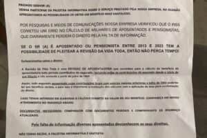 Carta com golpe da revisão da vida toda do INSSCarta com golpe da revisão da vida toda do INSS - Reprodução Folha de São Paulo Carta com golpe da revisão da vida toda do INSSCarta com golpe da revisão da vida toda do INSS - Reprodução Folha de São Paulo