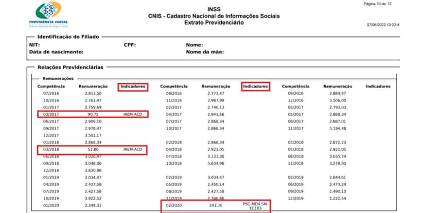 Modelo de CNIS do INSS (Imagem Reprodução Internet) Modelo de CNIS do INSS (Imagem Reprodução Internet)