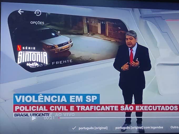 Datena na série Sintônia - Foto Twitter Datena na série Sintônia - Foto Twitter