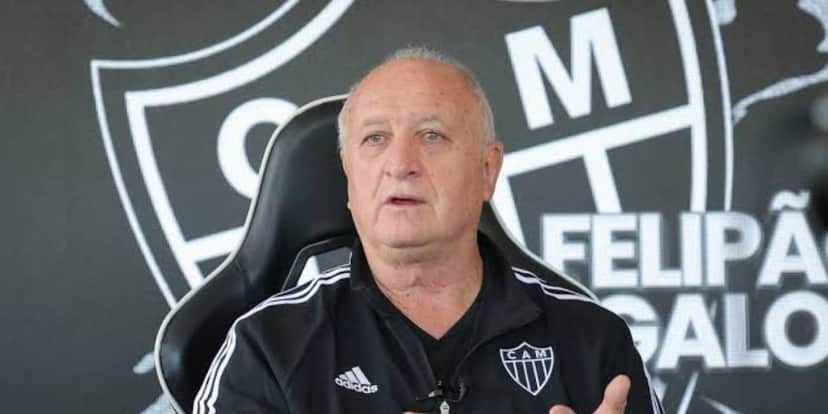 Felipão em coletiva do Atlético-MG (Foto - Pedro Souza). Felipão em coletiva do Atlético-MG (Foto - Pedro Souza).