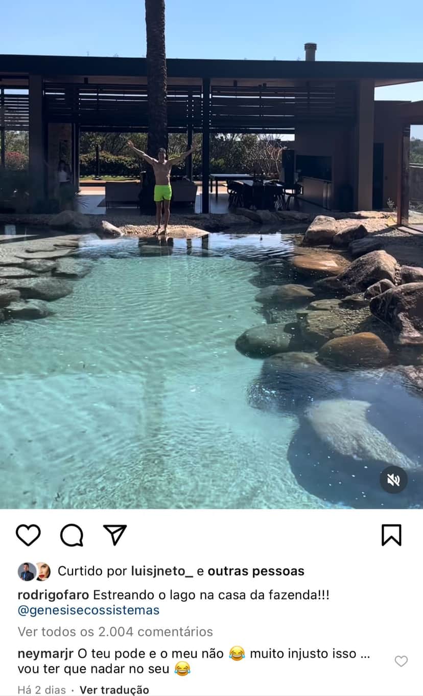 Neymar comenta na publicação de Rodrigo Faro - Foto Instagram Neymar comenta na publicação de Rodrigo Faro - Foto Instagram