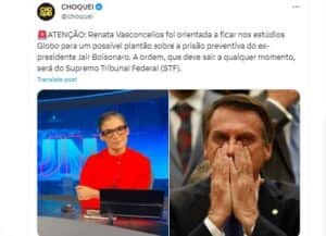 Notícia de possível plantão da Globo com Renata Vasconcellos é anunciada - Foto Twitter Notícia de possível plantão da Globo com Renata Vasconcellos é anunciada - Foto Twitter