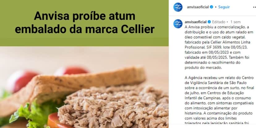 Comunicado da Anvisa sobre a proibição das vendas (Reprodução: Instagram) Comunicado da Anvisa sobre a proibição das vendas (Reprodução: Instagram)
