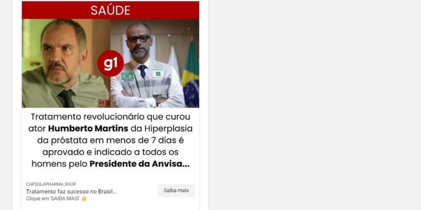 Fake news envolvendo Humberto Martins e a Anvisa (Foto: Reprodução/g1) Fake news envolvendo Humberto Martins e a Anvisa (Foto: Reprodução/g1)