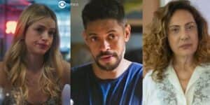 Graça, Jonatas e Agatha em Terra e Paixão (Foto: Reprodução / Globo / Montagem TV Foco) Graça, Jonatas e Agatha em Terra e Paixão (Foto: Reprodução / Globo / Montagem TV Foco)